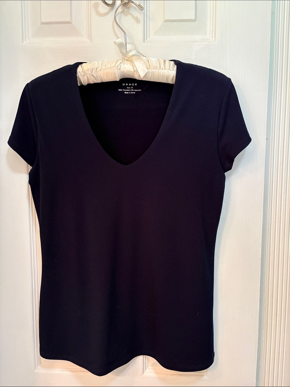 Grace Navy V-Neck Short Sleeve Tee